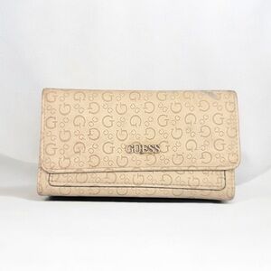 GUESS Beige Monogram Clutch